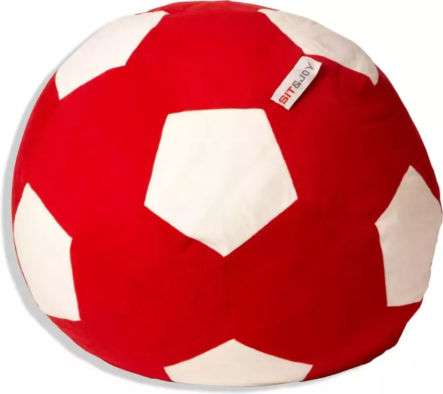 Sit & Joy Voetbal Zitzak Indoor Ideaal voor kinderkamer woonkamer Ø 80cm Rood-Wit