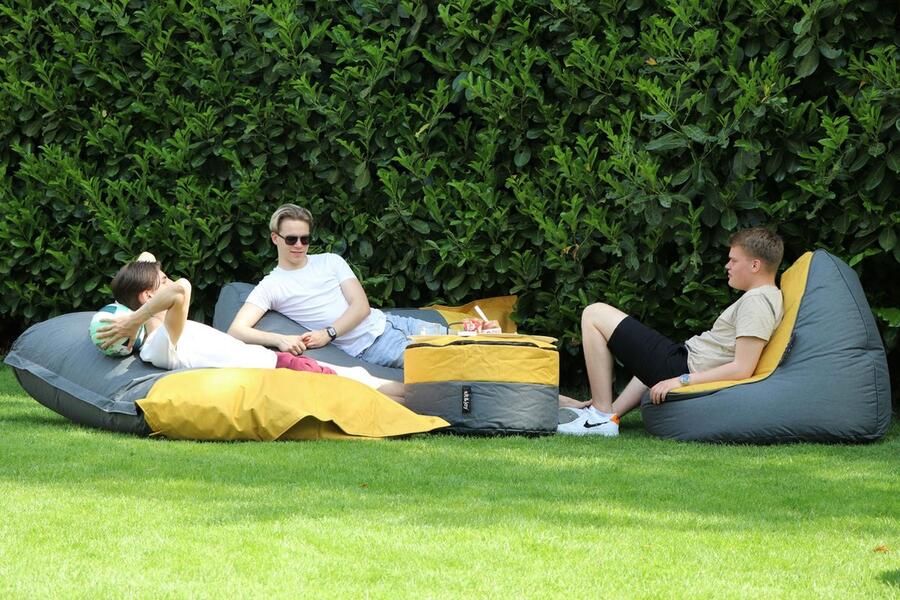 Sit&Joy Zitzak 'Duo Senza' Mustard (Geel) Volwassenen Indoor & Outdoor Waterbestendig Dubbel gestikt Gevuld met Flexipearl Sit&Joy