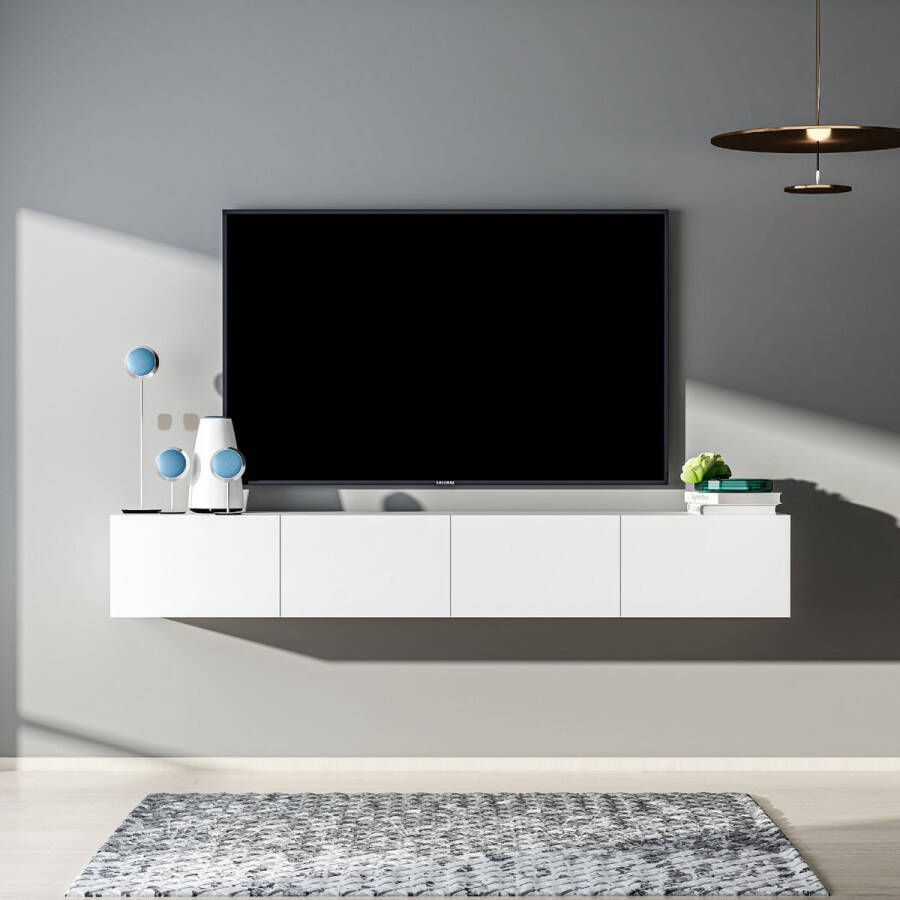 Skåne Home Skane Home TV meubel 200 cm Mat Wit met LED-verlichting