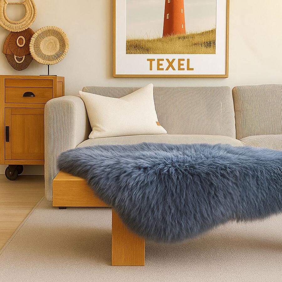 Skéépe Texels schapenvacht XL donker grijs – echt & natuurlijk – stoel bank of vloerkleed vacht