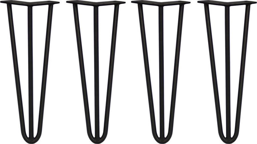 Monster Shop NL 4 x 35.5cm Hairpin retro pootjes tafelpoten pinpoten 3 Ledig 12mm Zwart