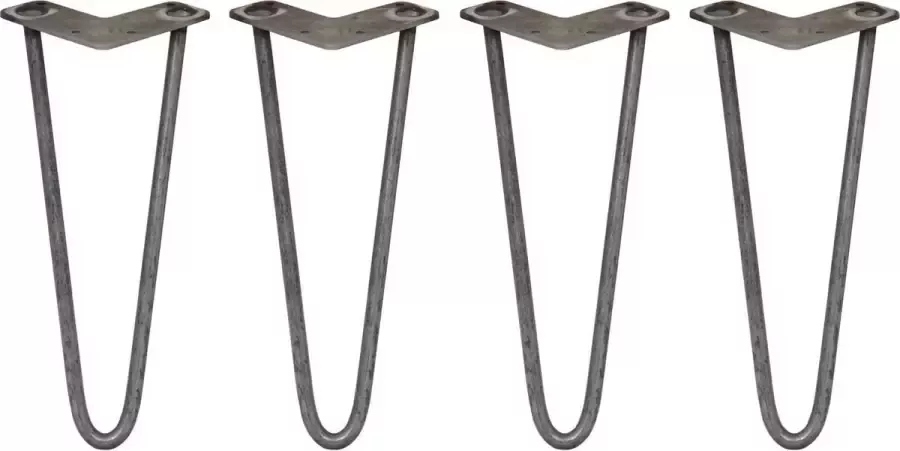 SKISKI LEGS 4 x Tafelpoten pinpoten Lengte: 30.5cm 2 pin 12mm – Ruw staal ™ Retro hairpin