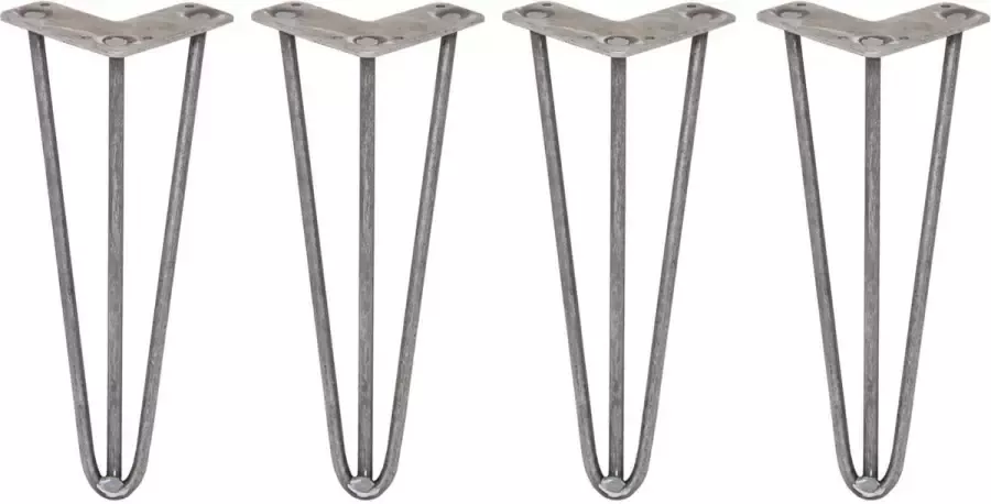 SKISKI LEGS 4 x Tafelpoten pinpoten Lengte: 30.5cm 3 pin 10mm – Ruw staal ™ Retro hairpin