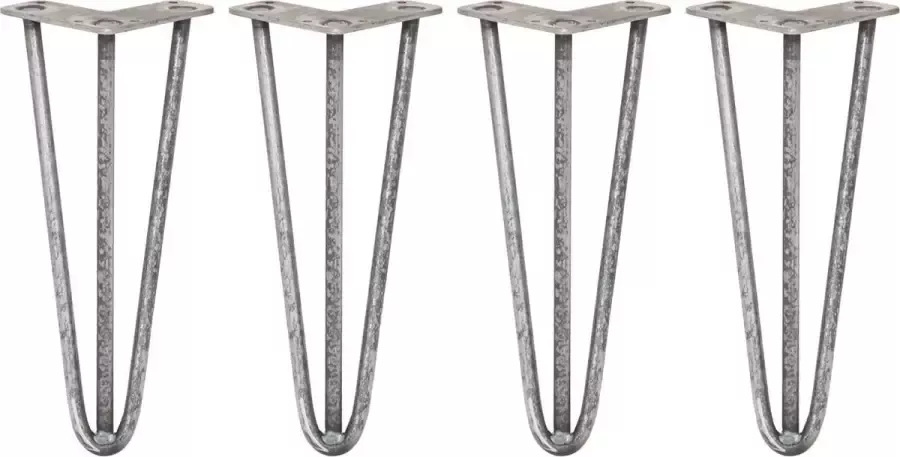 MonsterShop Tafelpoten: 4 x 30.5cm Hairpin retro pootjes- 3 Ledig 12mm Ruw staal Pinpoten 4 x beschermende opzetstukken GRATIS schroefpakket