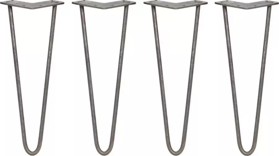 SKISKI LEGS 4 x Tafelpoten pinpoten- Lengte: 35.5cm 2 pin 10mm Ruw Staal ™ Retro hairpin
