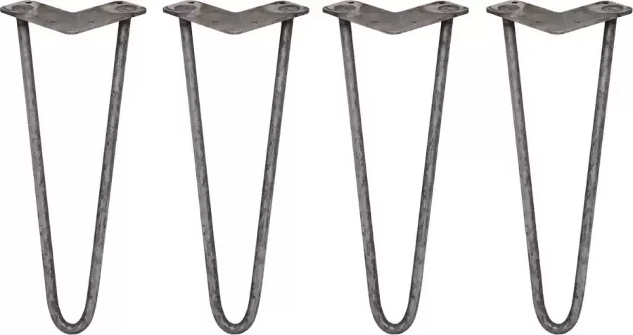SKISKI LEGS 4 x Tafelpoten pinpoten Lengte: 35.5cm 2 pin 12mm Ruw Staal ™ Retro hairpin