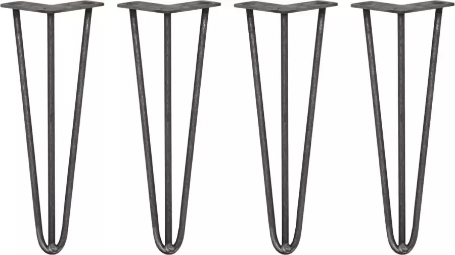 SKISKI LEGS 4 x Tafelpoten pinpoten Lengte: 35.5cm 3 pin 10mm Ruw Staal ™ Retro hairpin