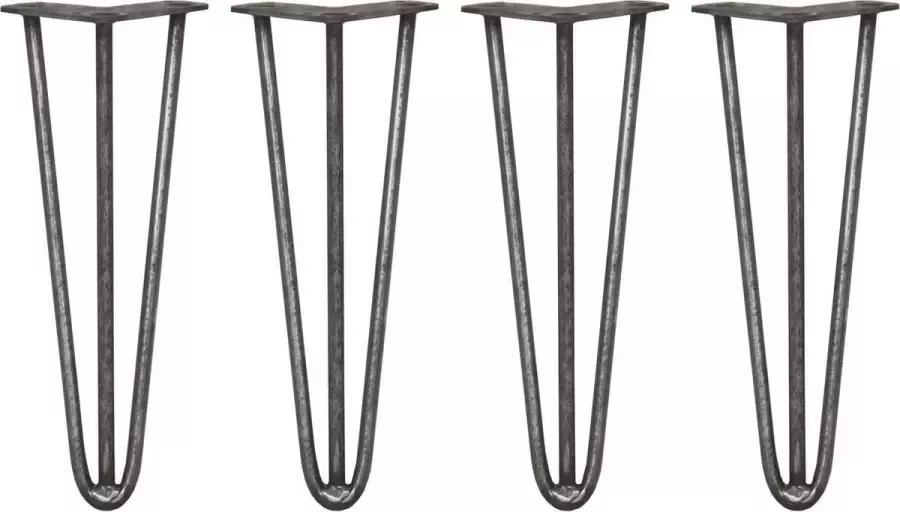 SKISKI LEGS 4 x Tafelpoten pinpoten Lengte: 35.5cm 3 pin 12mm Ruw Staal ™ Retro hairpin