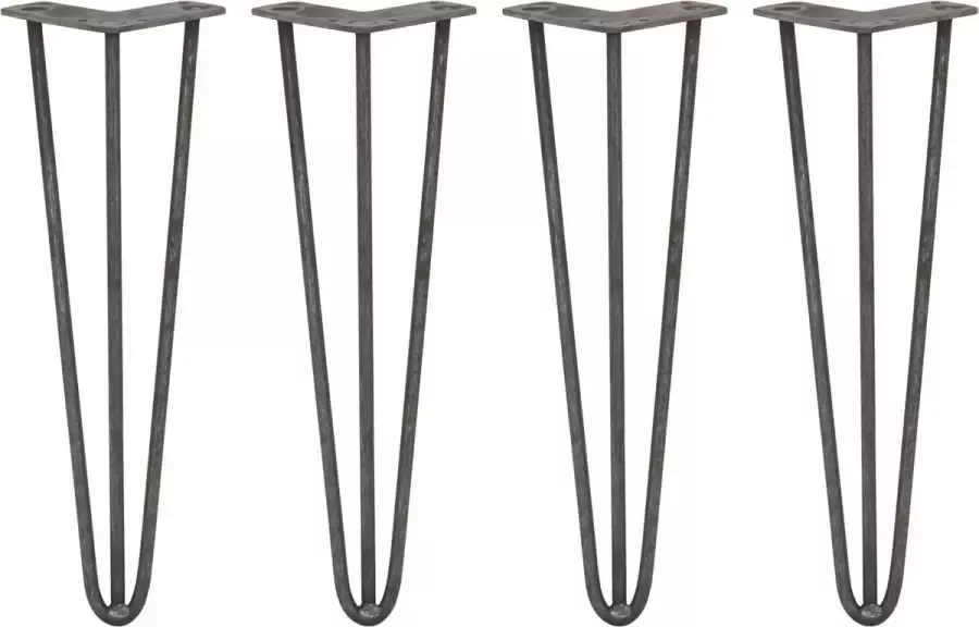 SKISKI LEGS 4 x Tafelpoten pinpoten Lengte: 40.6cm 3 pin 10mm – Ruw staal ™ Retro hairpin