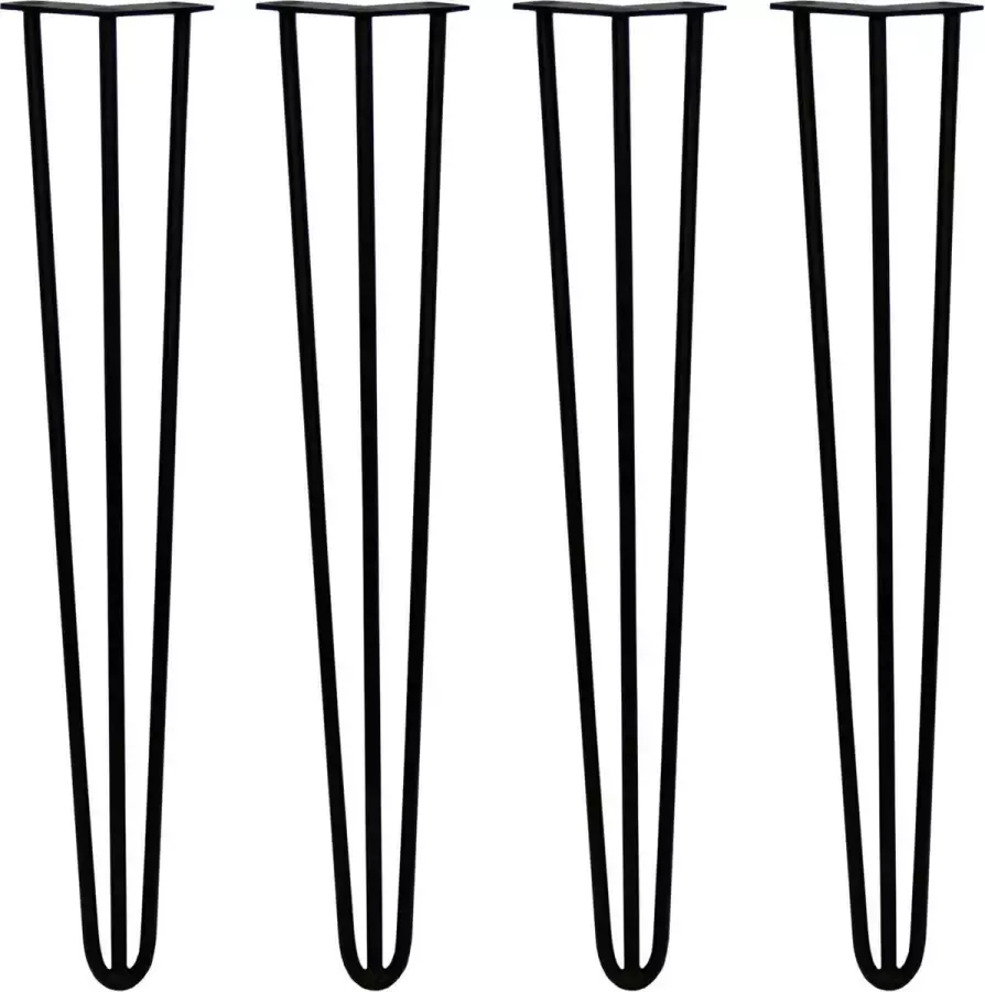 MonsterShop 4 x Tafelpoten staal Lengte: 71cm 3 pin 12m Zwart SkiSki Legs ™ pinpoten Retro hairpin