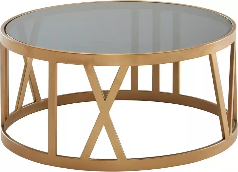 Sky Style Koffietafel Glas en Metaal 60x60x30 cm Salontafel Goud Tafel Woonkamer Rond Woonkamertafel Modern Kleine Bijzettafel