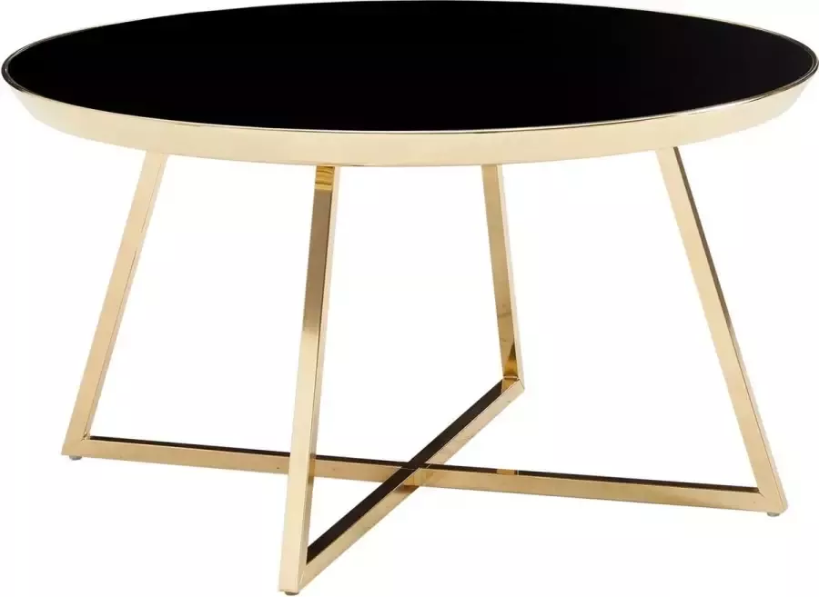 Sky Style Koffietafel Glazen en Metaal 76x76x41 cm Gespiegeld Zwart Ronde Salontafel Tafel Woonkamer Moderne Lage Bijzettafel Woonkamertafel