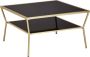 Sky Style design salontafel glas zwart 70 x 70 cm 2 niveaus goud metaal Salontafel Bijzettafel Glazen tafel vierkant - Thumbnail 1