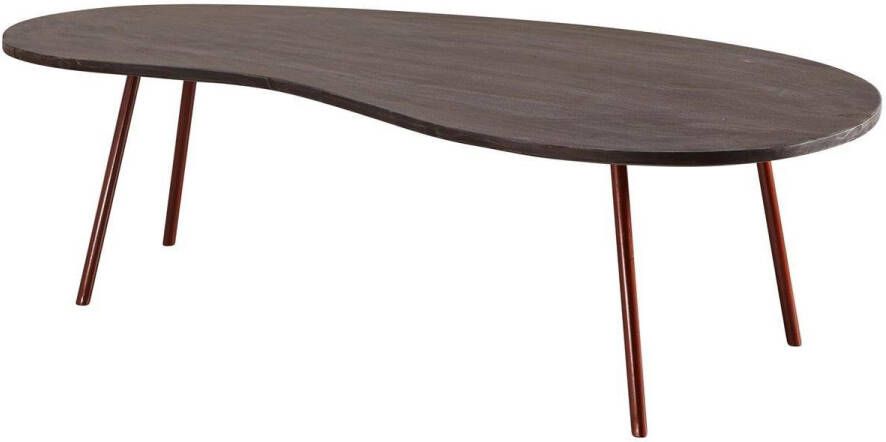 Sky Style Design salontafel JAI 122x34 5x63 cm Acacia met metalen poten koper Niertafel Massief hout Grijs Houten tafelpoten Metaal Koel massief houten tafel plat modern