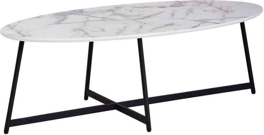 Sky Style design salontafel ovaal 120x60 cm met wit Salontafel met metalen poten zwart Grote bijzettafel