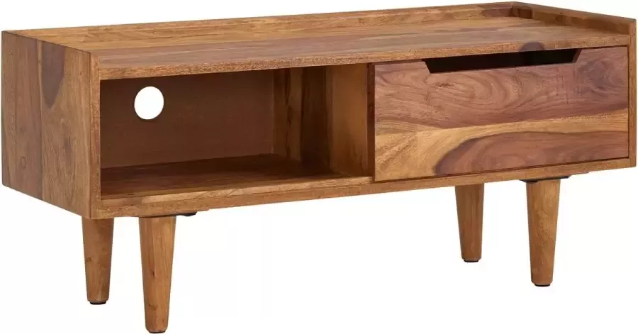 Sky Style HiFi Lowboard Massief Sheesham-Hout TV-Dressoir 95x44x34 cm met Schuifdeur TV-Meubel Hoog TV-Tafel TV-Bord Woonkamer Modern - Foto 2