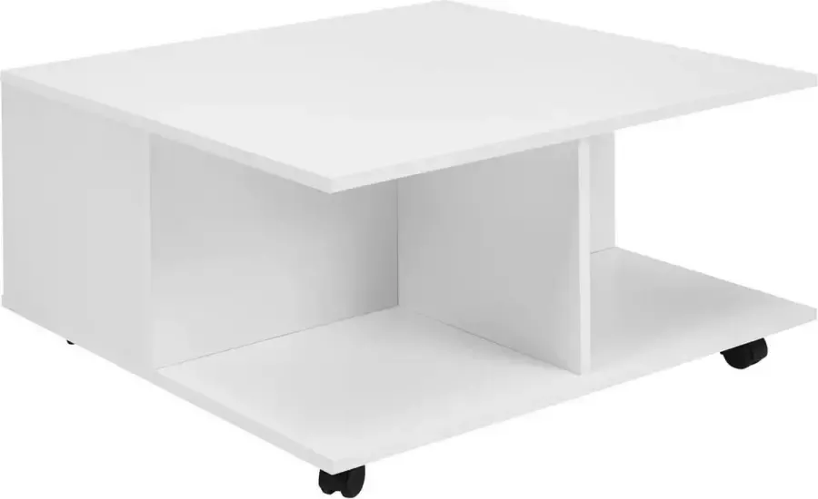 Sky Style design salontafel 70x70 cm wit Salontafel met 2 laden Salontafel met wielen Tafel met 2 compartimenten