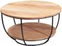 Sky Style salontafel 60x34 5x60 cm acacia massief houten metalen salontafel Design woonkamer tafel rond Lounge tafel Industrial Brown Tafel met plank - Thumbnail 1