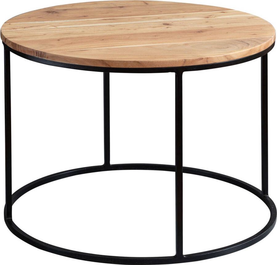 Sky Style salontafel 60x43x60 cm acacia massief houten metalen salontafel Design woonkamer tafel rond Massieve salontafel Kleine tafel woonkamer