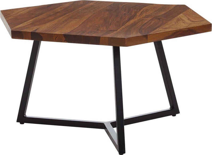 Sky Style salontafel 60x60x35 cm massief sheeshamhout metalen salontafel modern Design salontafel zeshoekig Kleine tafel bijzettafel woonkamer massief