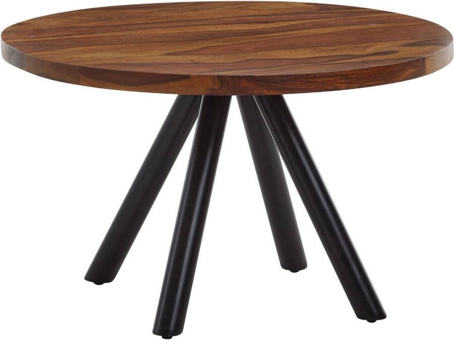 Sky Style salontafel 60x60x35 cm massief sheeshamhout metalen salontafel rond Design salontafel massief Kleine tafel bijzettafel woonkamer modern