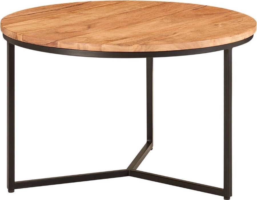 Sky Style salontafel 60x60x38 cm acacia massief hout metalen design salontafel rond Salontafel massief salontafel Kleine tafel woonkamer
