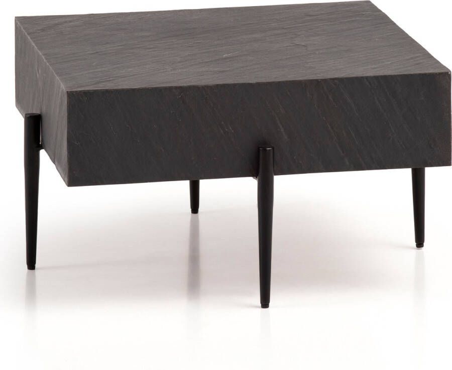 Sky Style salontafel 64x64x35 cm steenlook metaal salontafel antraciet vierkant Design woonkamertafel salontafel solide moderne woonkamertafel