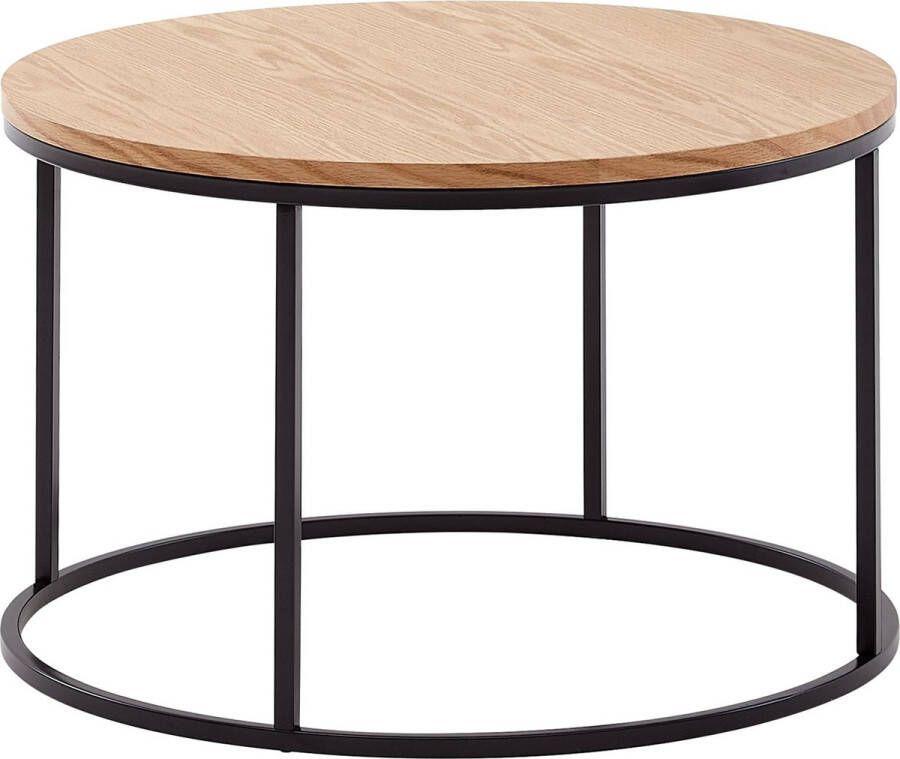 Sky Style salontafel 70x70x45 cm salontafel hout metaal woonkamertafel eiken Design kamertafel modern rond Houten tafel salontafel Tafel woonkamer