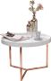 Sky Style salontafel EVA 58 5x42x58 5cm wit koperen salontafel metaal rond Design retro salontafel modern Kleine loungetafel met metalen frame Ronde dienbladlijst met houten plaat - Thumbnail 1