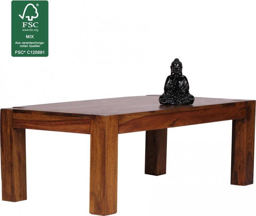 Sky Style salontafel massief hout Sheesham 110cm breed salontafel ontwerp donkerbruin landelijke stijl tafel