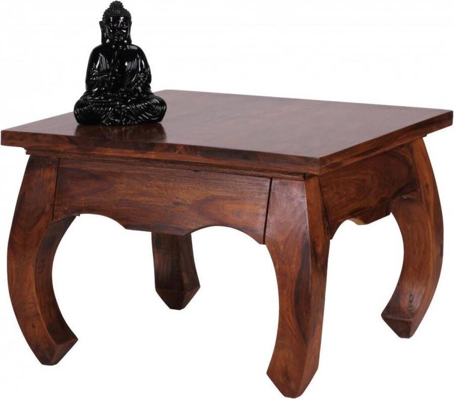 Sky Style salontafel massief hout Sheesham 60 cm breed salontafel design donkerbruin landelijke stijl bijzettafel