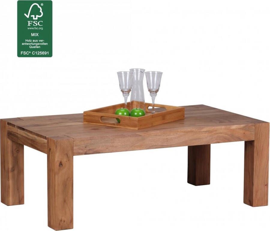 Sky Style salontafel MUMBAI massief hout acacia 110 cm breed salontafel design natuur landelijke stijl bijzettafel