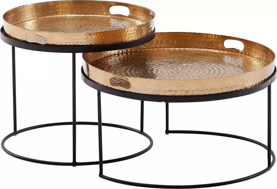 Sky Style Salontafel set van 2 koperen dienblad tafels goud salontafel rond modern interieur