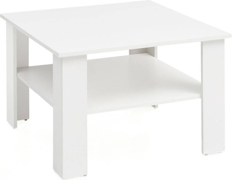 Sky Style salontafel WL5.834 Wit 60x42x60 cm Design houten tafel met plank Salontafel Koffietafel Salontafel Stubentisch met opbergruimte Woonkamer met tafel