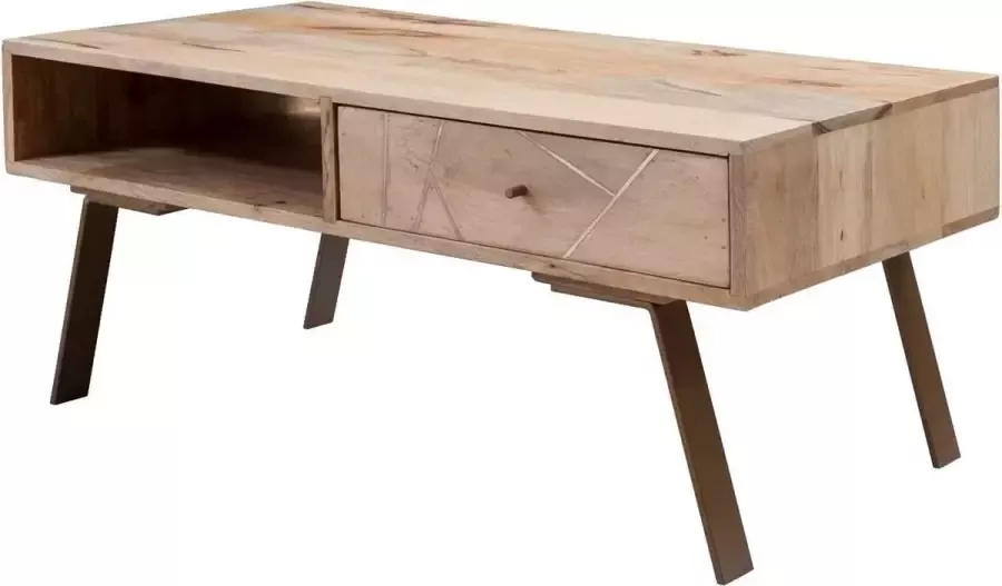 Sky Style salontafel SIKAR 95x42x50cm Mango massief hout metalen salontafel Design salontafel met lade Kamertafel landhuis bruin Design houten salontafel massief Tafel woonkamer