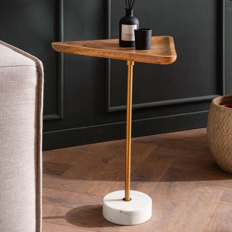 Sky Style Alto Driehoekige Bijzettafel Mango Hout Marmer