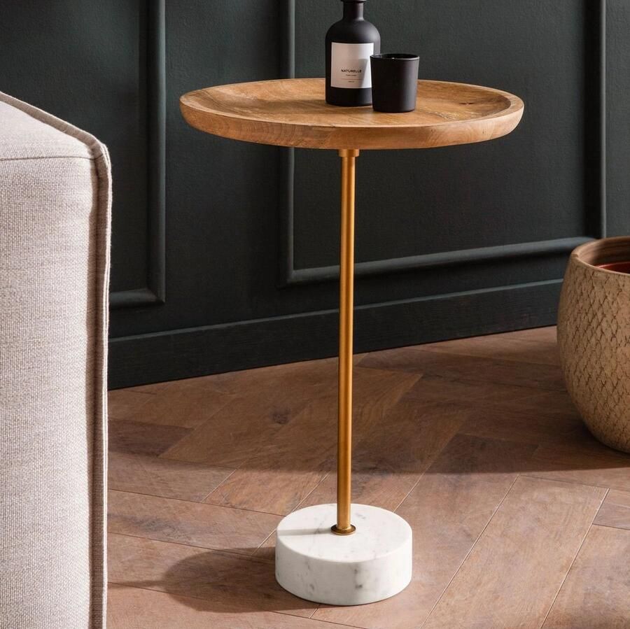 Sky Style Alto Ronde Bijzettafel Mango Hout Marmer