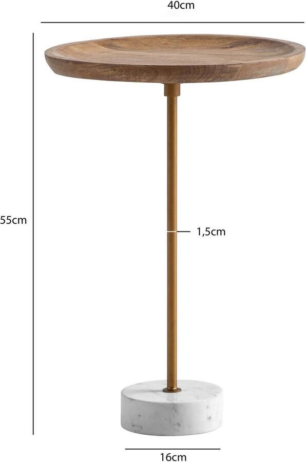 Sky Style Alto Ronde Bijzettafel Mango Hout Marmer