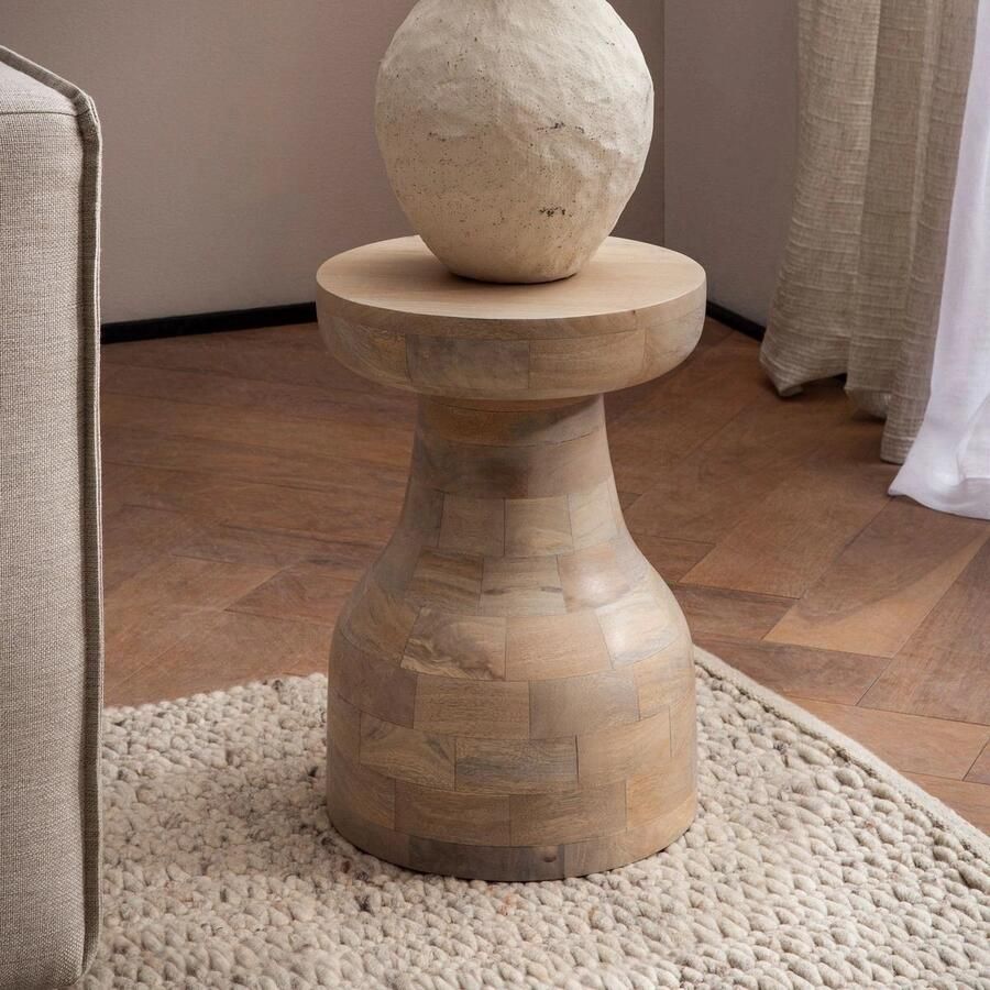 Sky Style Aura Mango Houten Bijzettafel Drum
