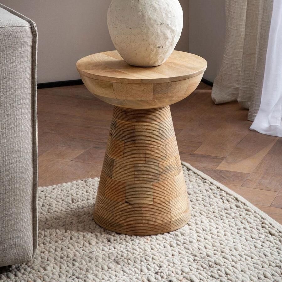 Sky Style Aura Mango Houten Bijzettafel Pedestal