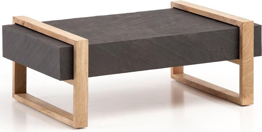 Sky Style salontafel 105x66x40 cm mango massief hout steenlook salontafel antraciet Design woonkamertafel salontafel massieve Tafel Woonkamer Rechthoekig Modern