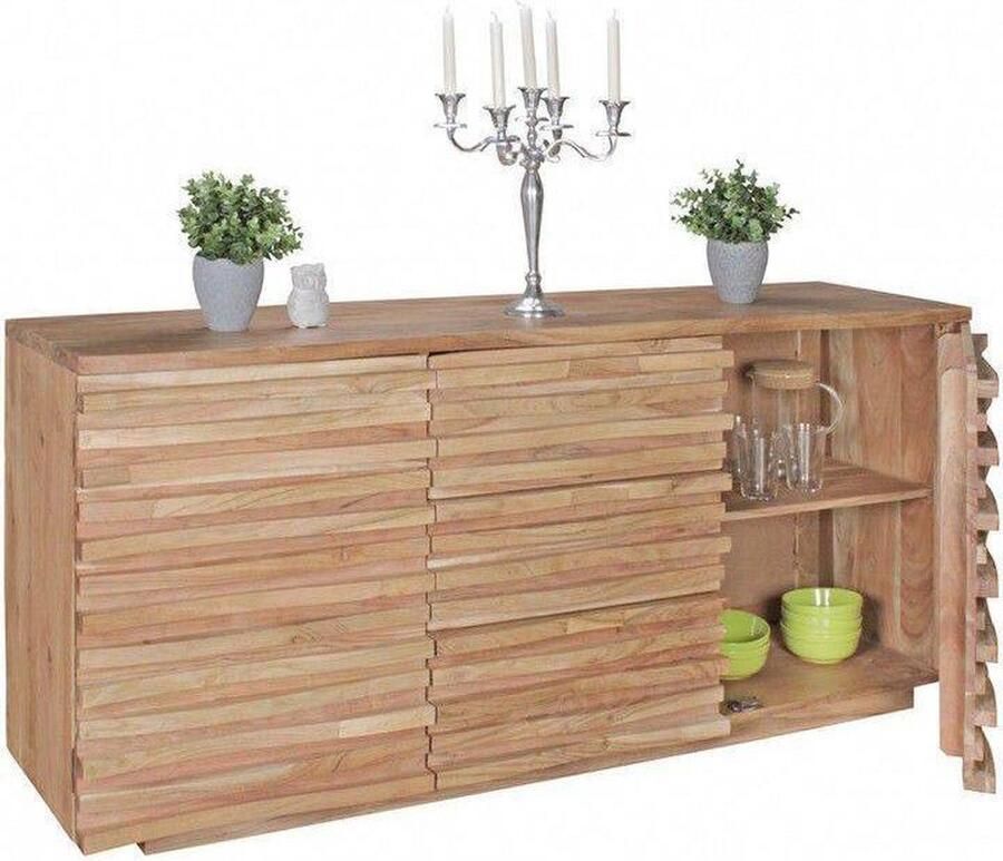 Sky Style dressoir KADA 160 x 75 x 43 cm massief hout Acacia Natuurlijk Wane sideboard Land stijl commode en deuren Hal kast staande kast