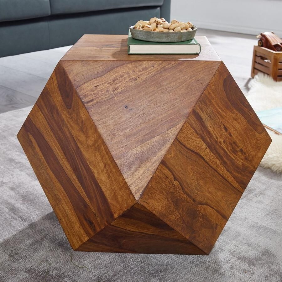 Sky Style salontafel 57 x 42 5 x 57 cm Sheesham massief houten salontafel modern Salontafel in ruitvorm Massief houten tafel woonkamer Echt houten tafel