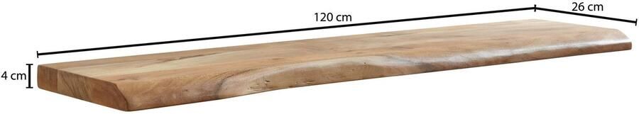Sky Style Ervesto Wandplank 120 cm Muurplank Hangplank Acacia Massief Hout Lichtbruin Rustiek Zwevend Design 20 kg Draagvermogen - Foto 2