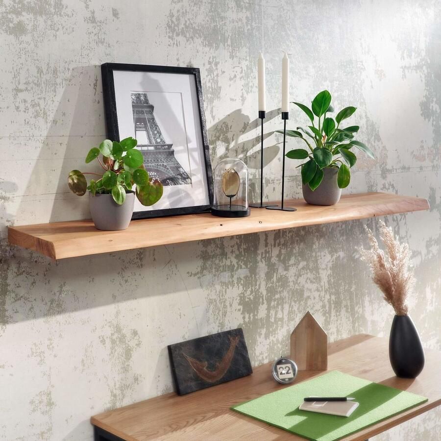 Sky Style Ervesto Wandplank 140 Cm Acaciahout Zwevend Wandrek Boomrand Lichtbruin Massief Hout 20 Kg Draagkracht - Foto 2