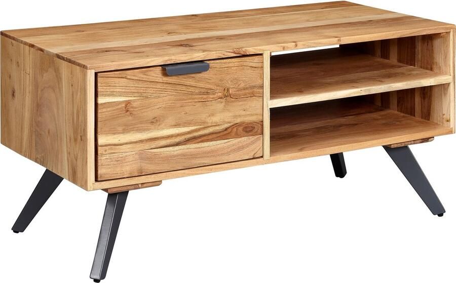 Sky Style HiFi Lowboard Hangend Sheesham Massief Hout 108x25x34 cm TV-Dressoir Design TV-Meubel Modern TV-Tafel Wand TV-Bord Woonkamer