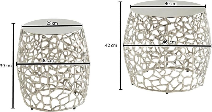 Wohnling Bijzettafelset zilver aluminium rond WL6.655 - Foto 2