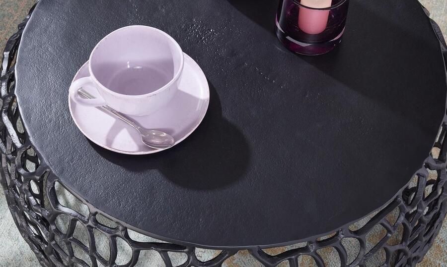 Sky Style Koffietafel Aluminium 66x66x30 cm Salontafel Metaal Zwart Tafel Woonkamer Rond Woonkamertafel Modern Kleine Bijzettafel - Foto 2