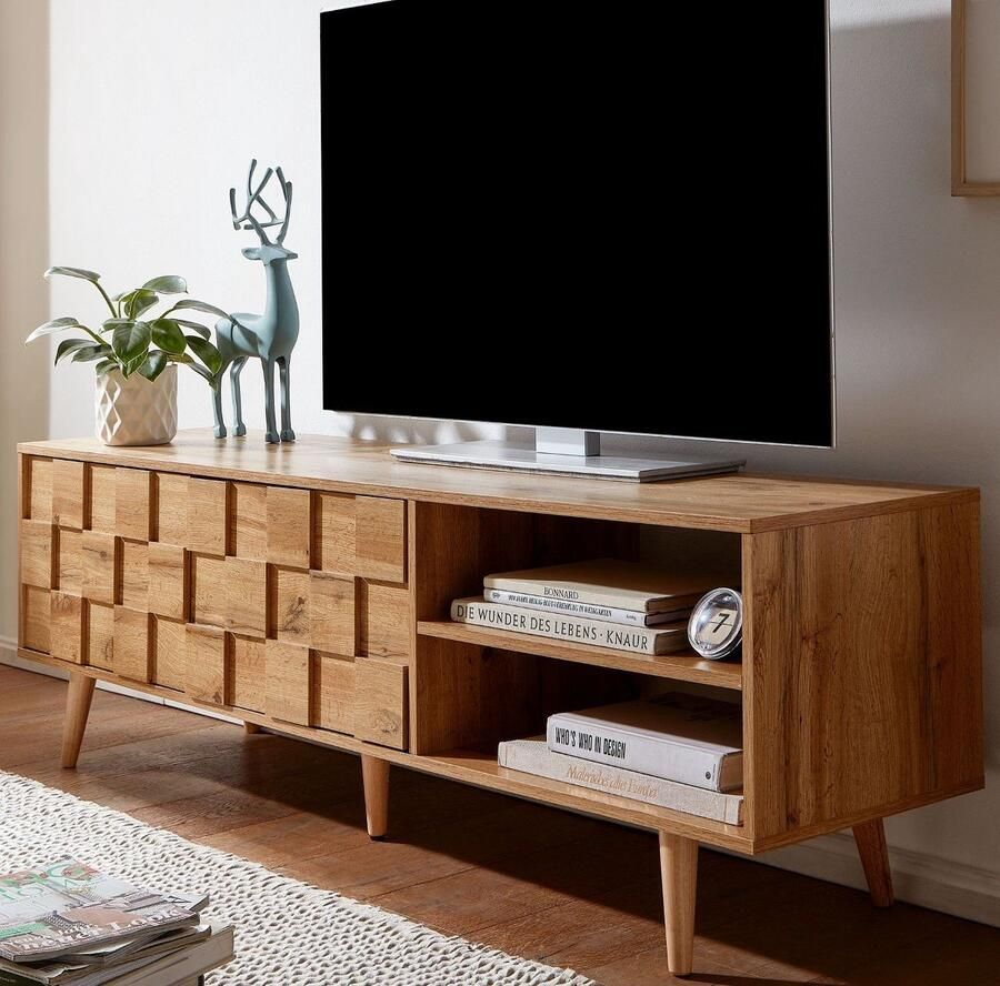 Sky Style lowboard hout eiken decor 160x51x40 cm TV-dressoir met 2 deuren Design TV meubel hoog TV meubel TV meubel modern TV dressoir woonkamer