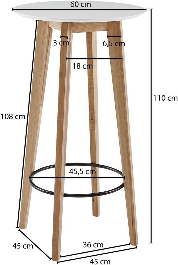 Wohnling Bartafel wit rond 60x110x60 cm WL6.094